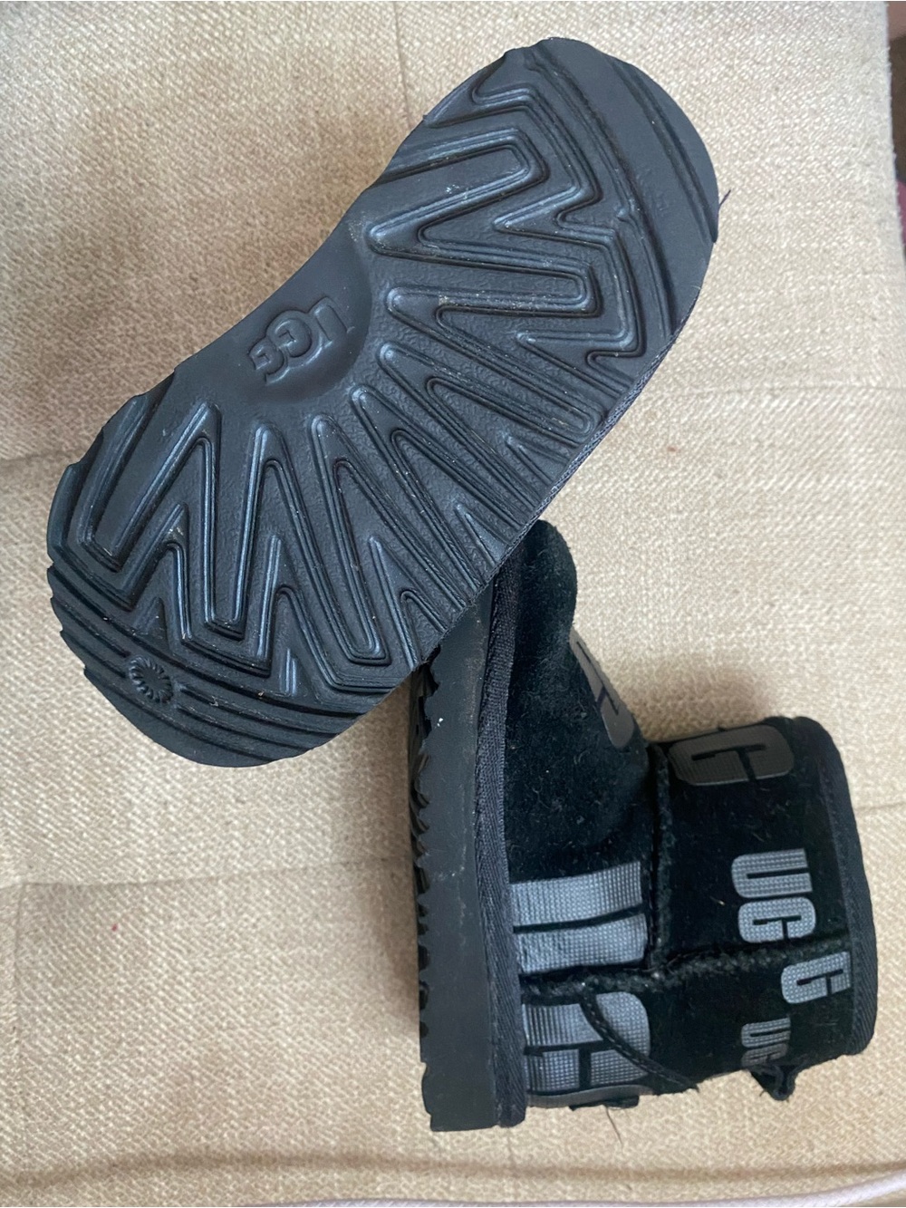 UGG Kids Black Logo Ankle Boot